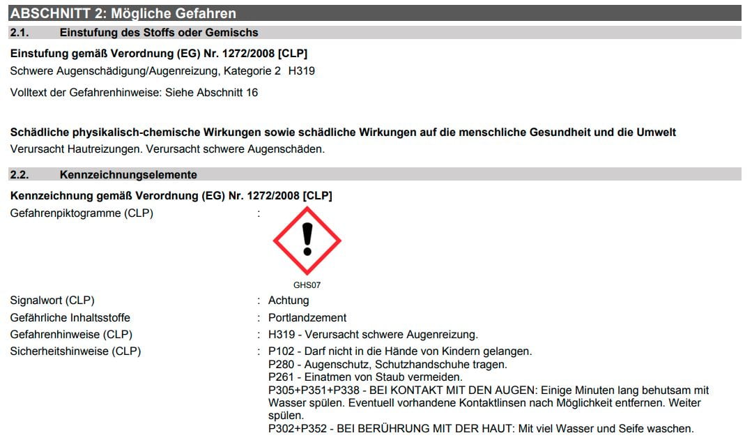 kennzeichnung ardex cl 300
